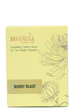 Load image into Gallery viewer, Divyntea Berry Blast fruity herbal tea box with real berry blend