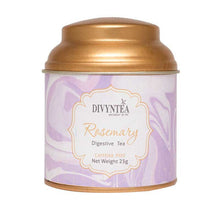 Load image into Gallery viewer, Divyntea Rosemary Tea tin with pure dried rosemary herbal infusion for focus