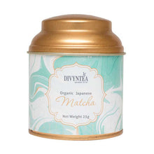 Load image into Gallery viewer, Divyntea Organic Japanese Matcha ceremonial grade stone-ground green tea powder tin