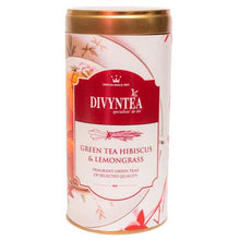 Load image into Gallery viewer, Divyntea Green Tea Hibiscus and Lemongrass tangy wellness blend tin