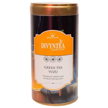 Load image into Gallery viewer, Divyntea Green Tea Yuzu tin with Japanese citrus-infused whole leaf green tea