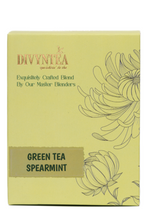 Load image into Gallery viewer, Divin tea green tea spearmint box with floral design on a white background
